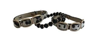 Viv & Lou Animal Print Snap Bracelet Stack 3pc Calf Hair Bead Bracelet Set NEW